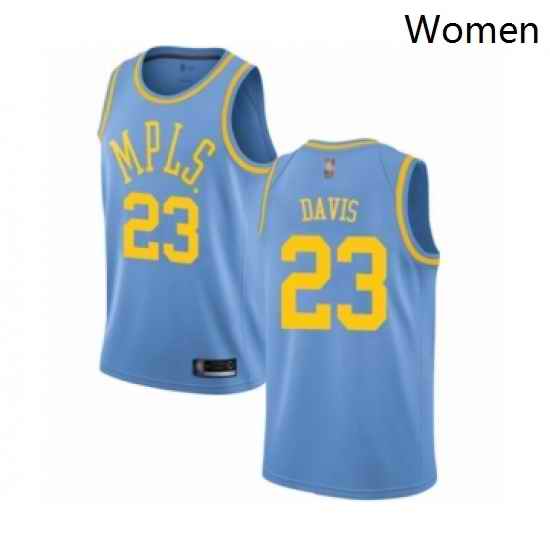 Womens Los Angeles Lakers 23 Anthony Davis Authentic Blue Hardwood Classics Basketball Jersey